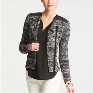 Ann Taylor Knit Blazer Faux Leather Zipper